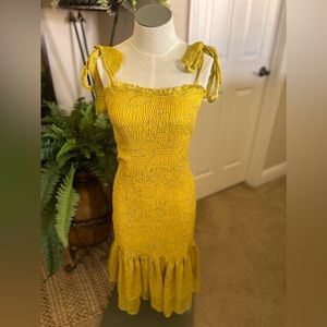 Lace Shoulder Tie Sun Dress (yellow)
